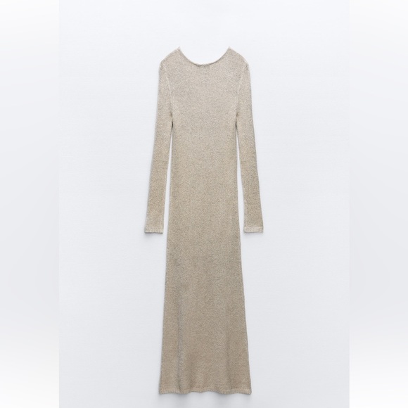 ZARA METALLIC THREAD KNIT MAXI DRESS - Picture 6 of 10